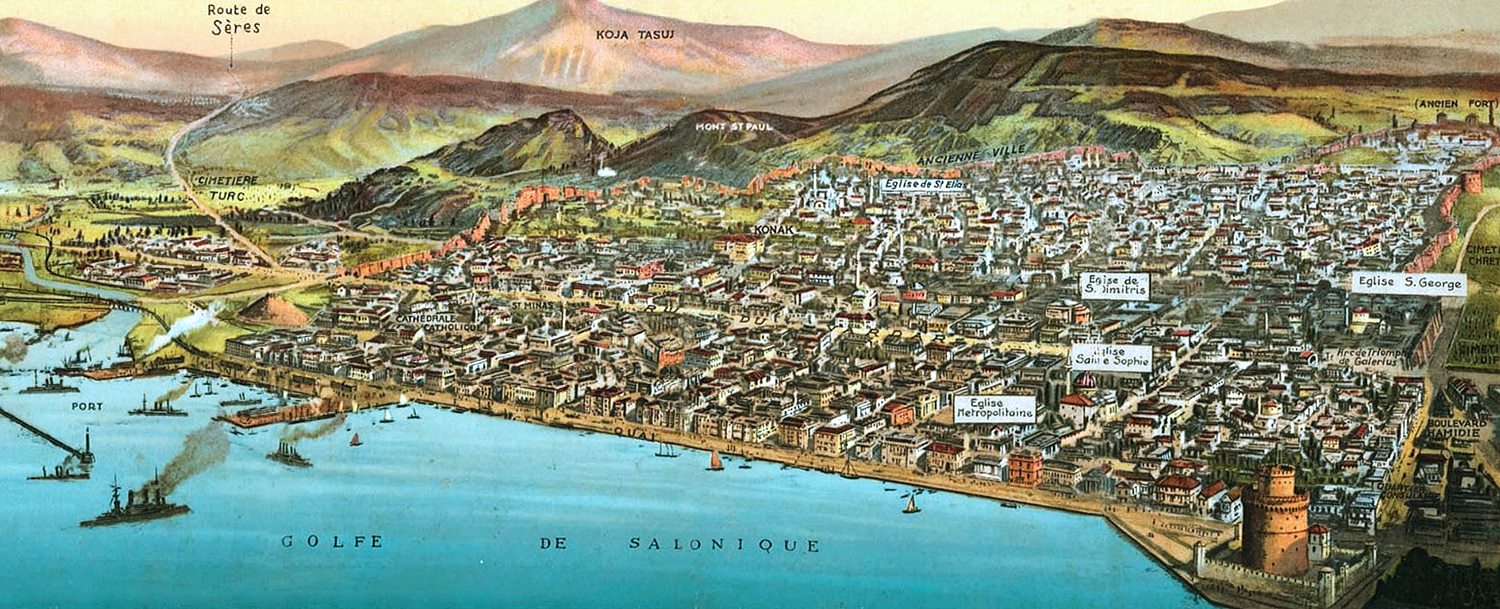 mapa antiguo de Tesalonica, Grecia